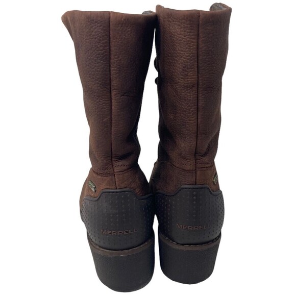 Merrell Brunette Laced brown fur lined heeled boots Womens Size 6 - Picture 5 of 8